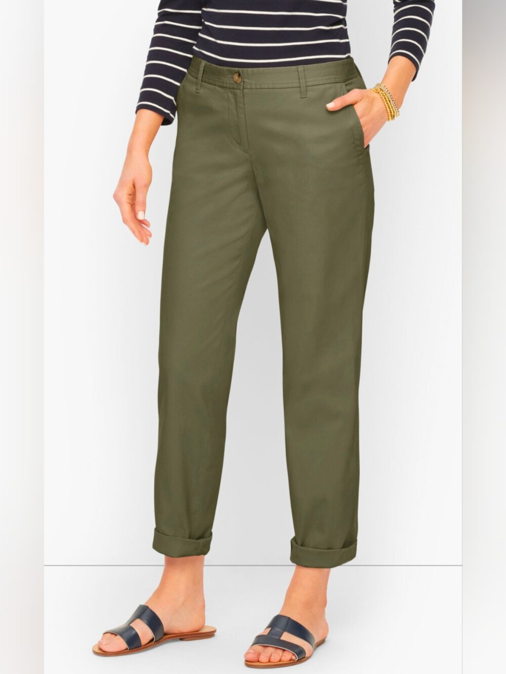 Talbots Relaxed Chinos Olive  Pants 12P